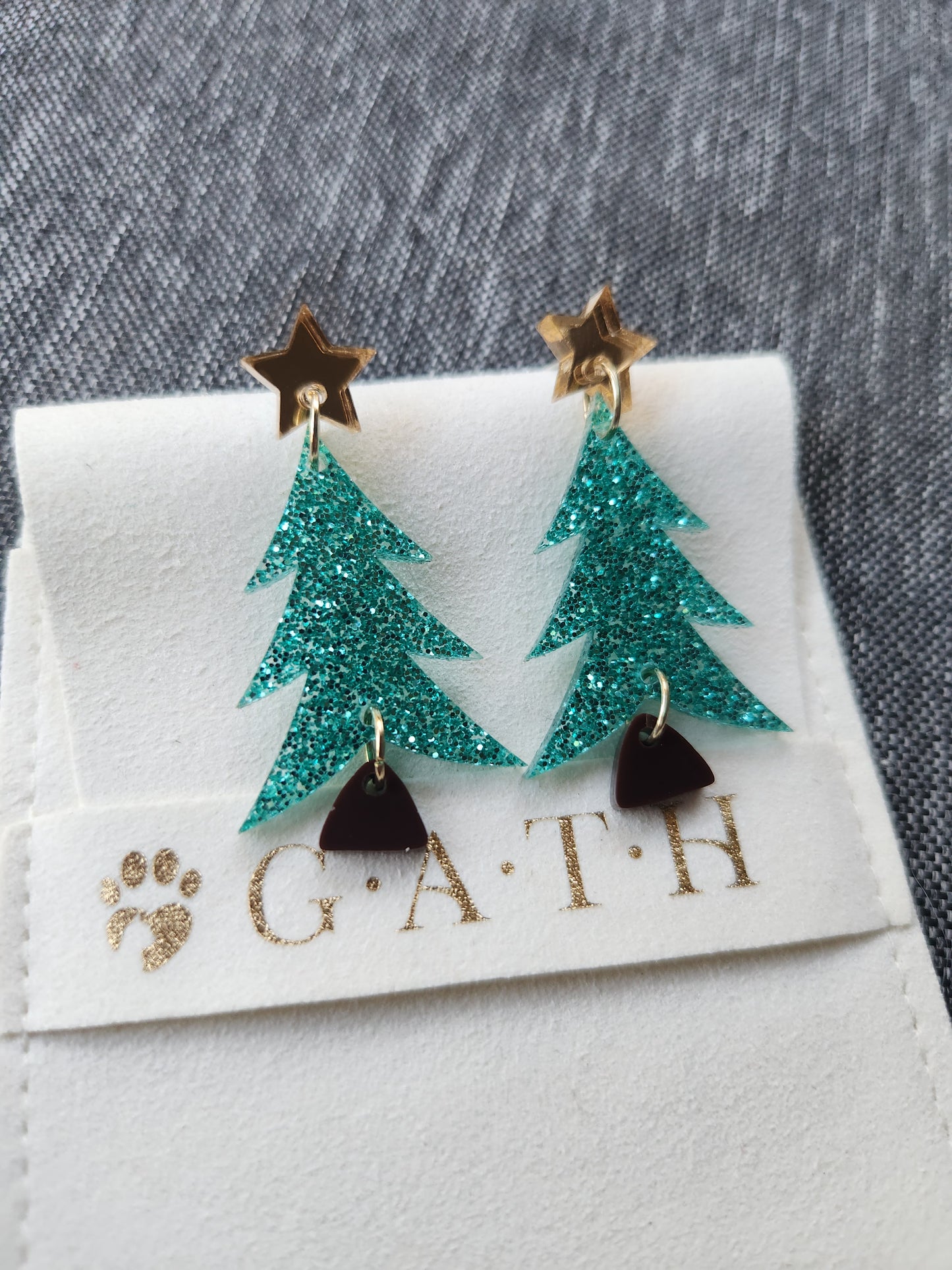 Christmas tree dangle earrings