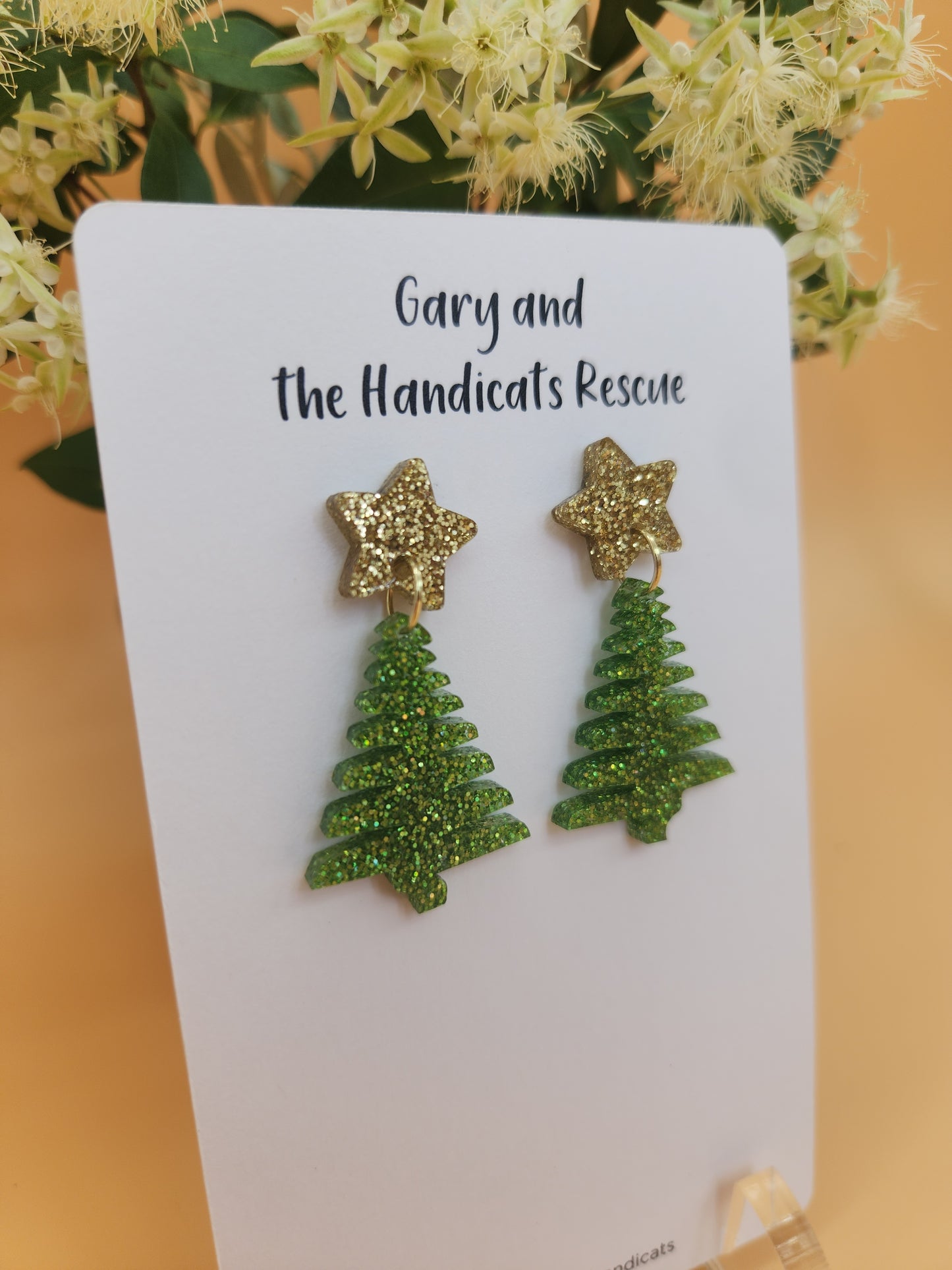 Christmas tree dangle earrings