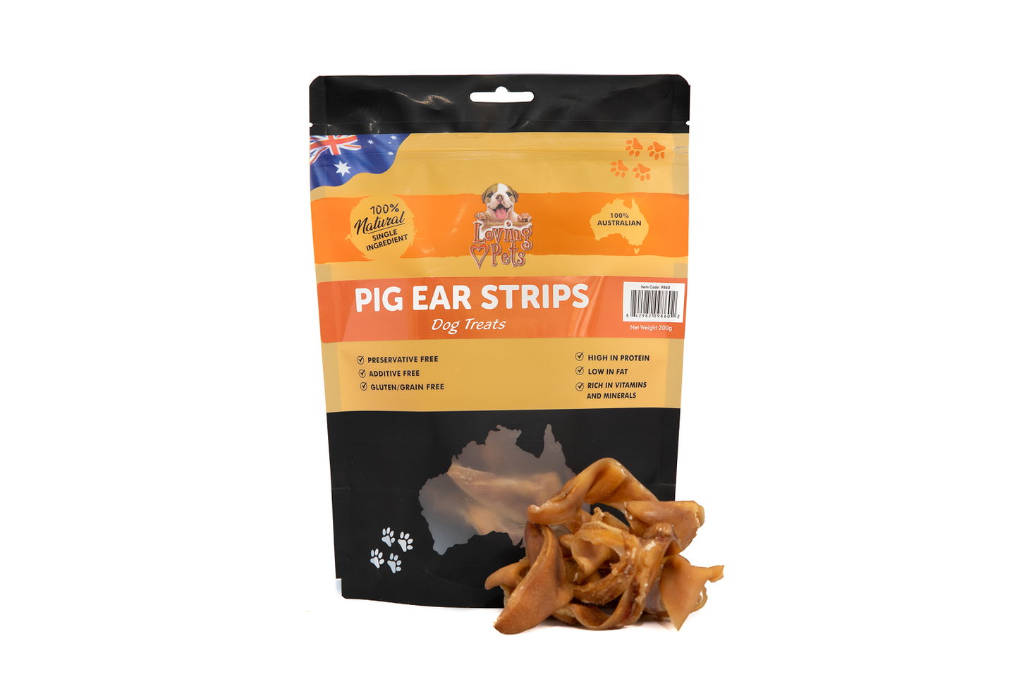 Pig Ear Strips: 100g