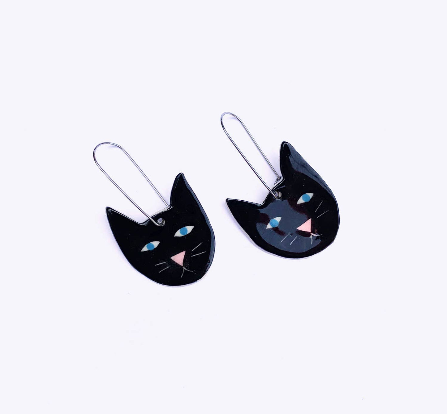 Togetherness Ceramic Lucky Black Cat Earrings