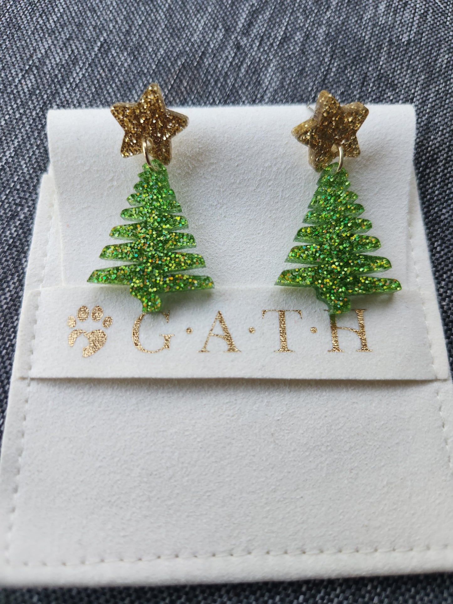 Christmas tree dangle earrings