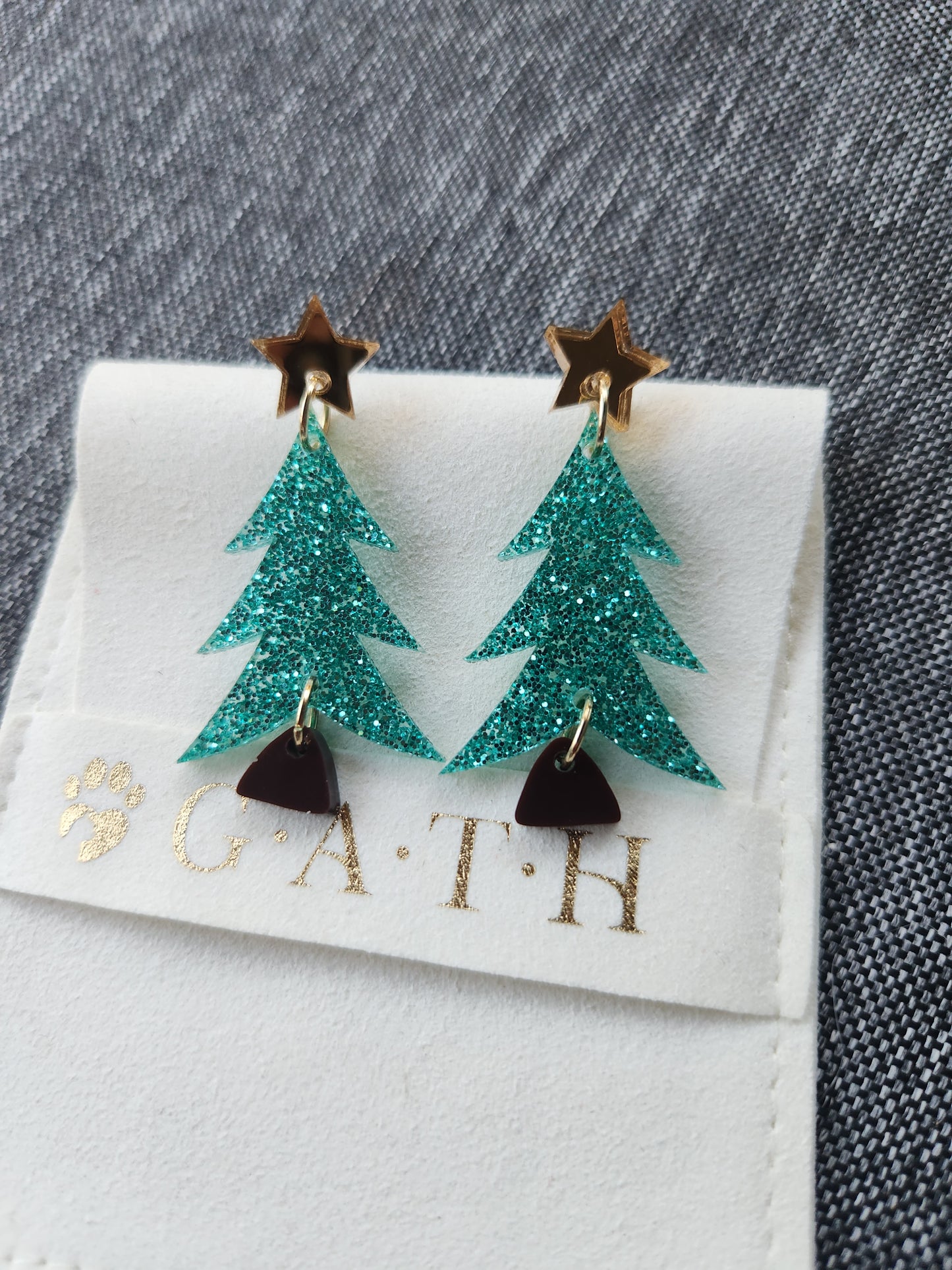 Christmas tree dangle earrings