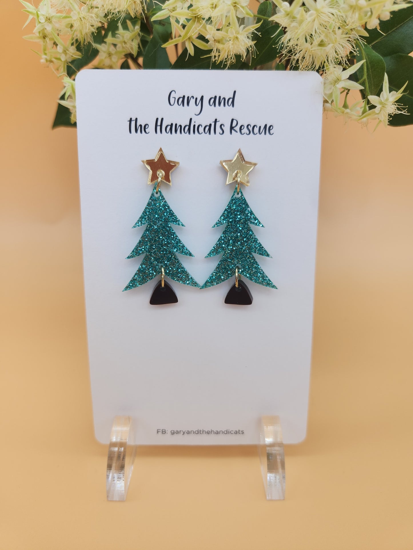 Christmas tree dangle earrings