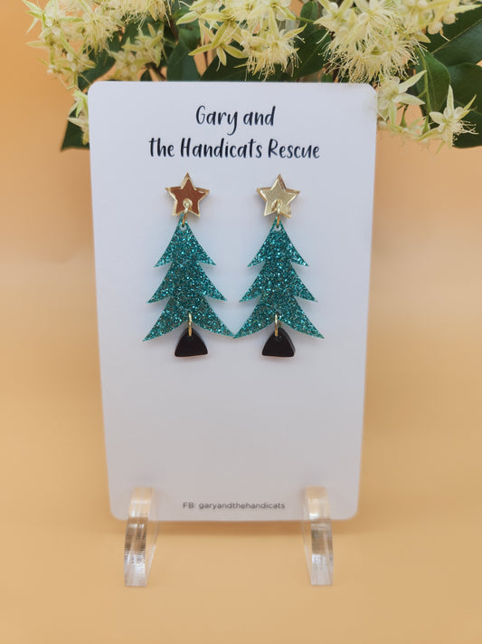 Christmas tree dangle earrings