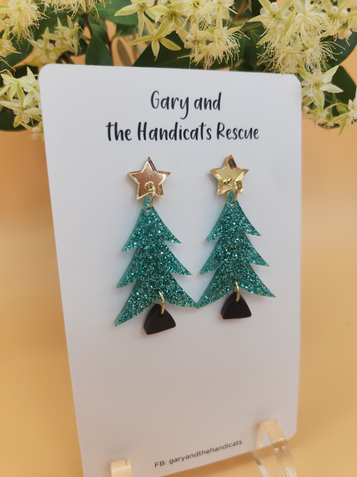 Christmas tree dangle earrings