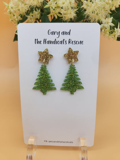 Christmas tree dangle earrings