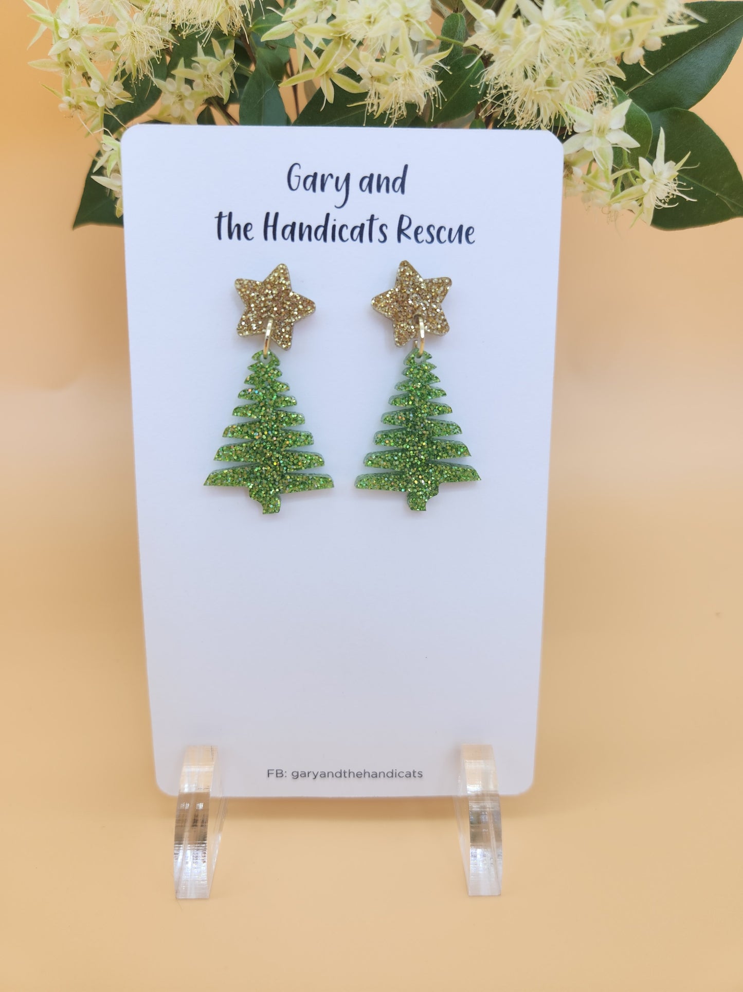 Christmas tree dangle earrings