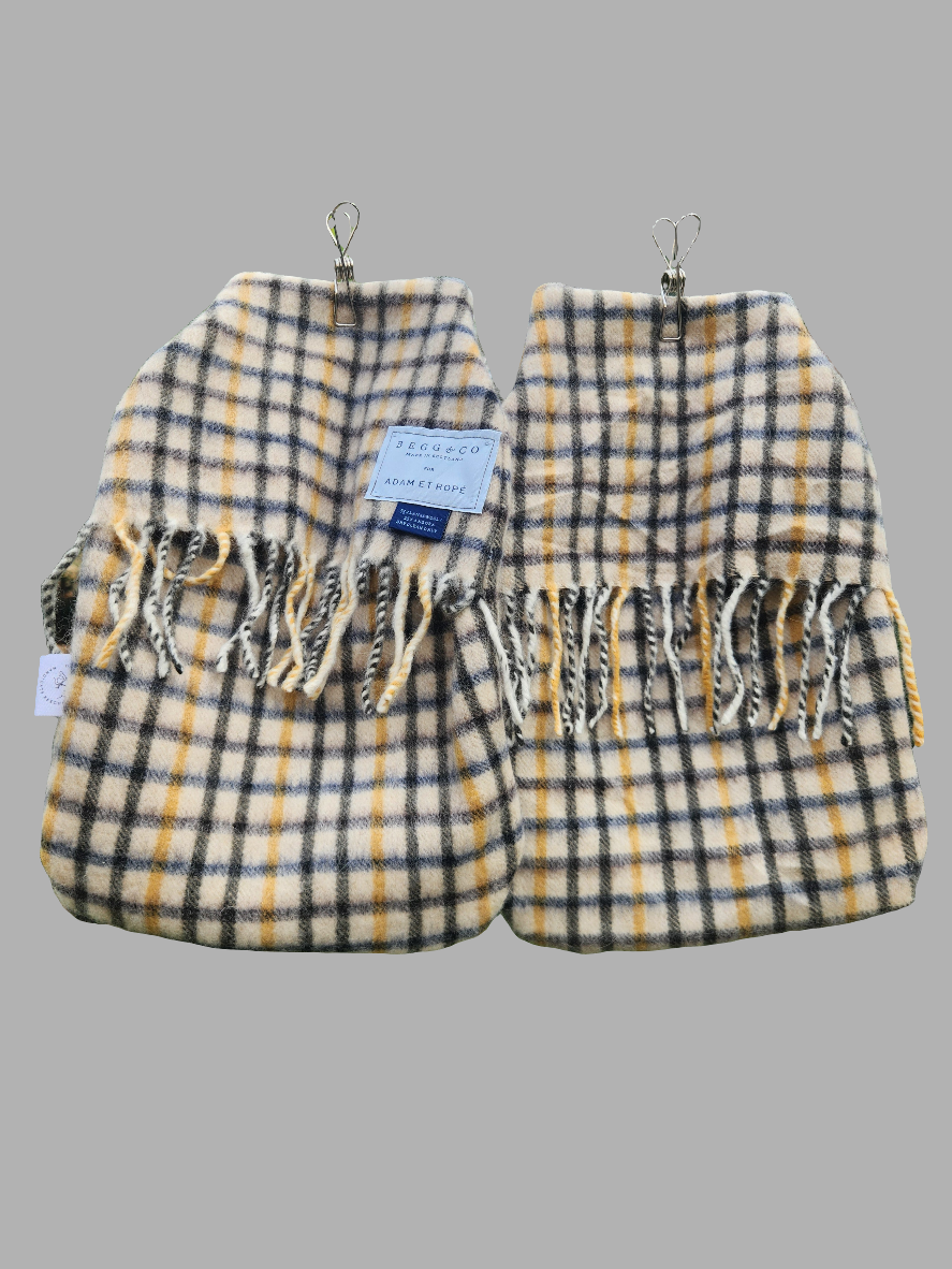Upcycled woollen hot water bottle covers.
