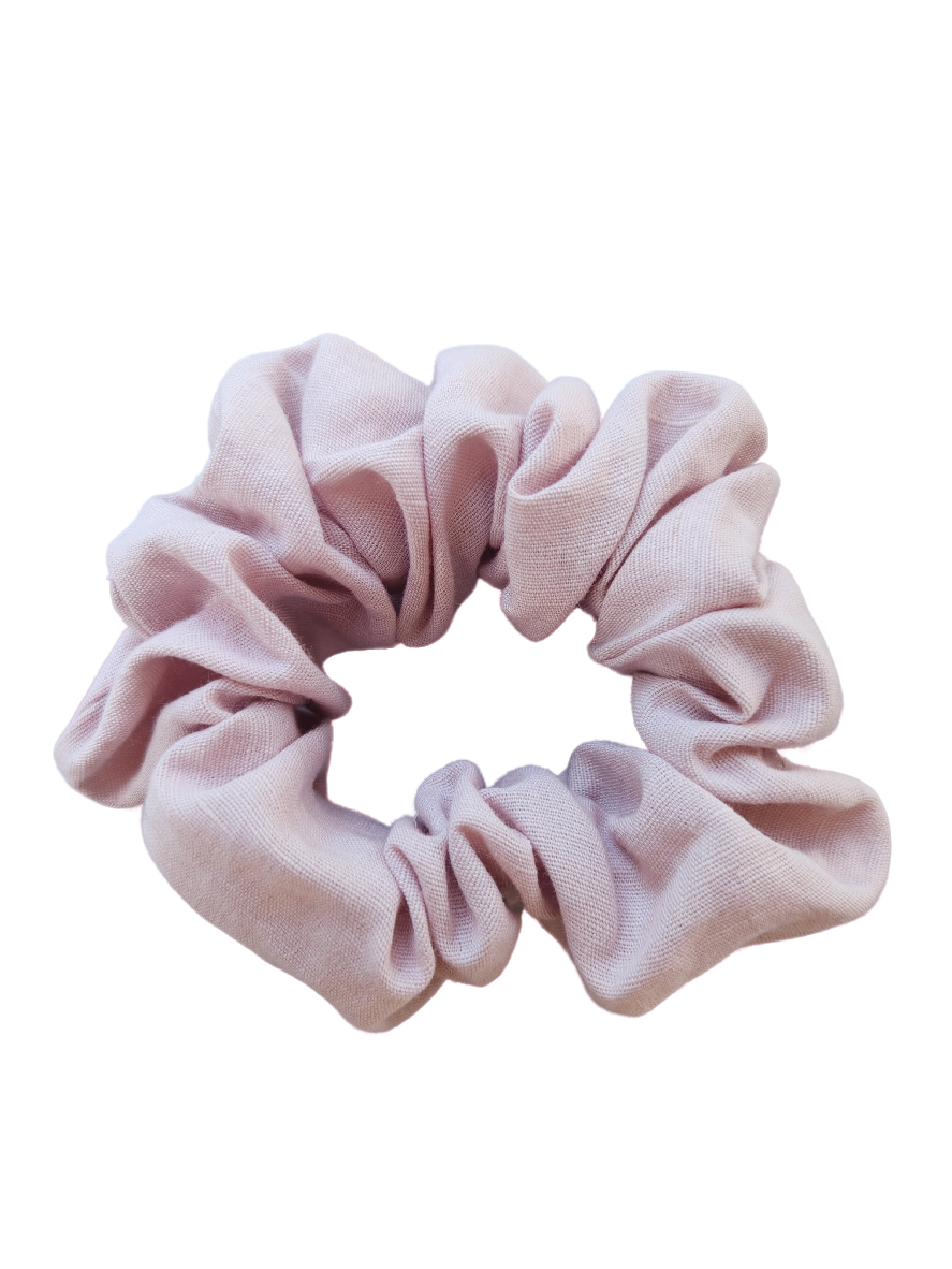 Pink linen L scrunchie
