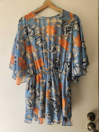 Pre-loved Blue floral playsuit size 8